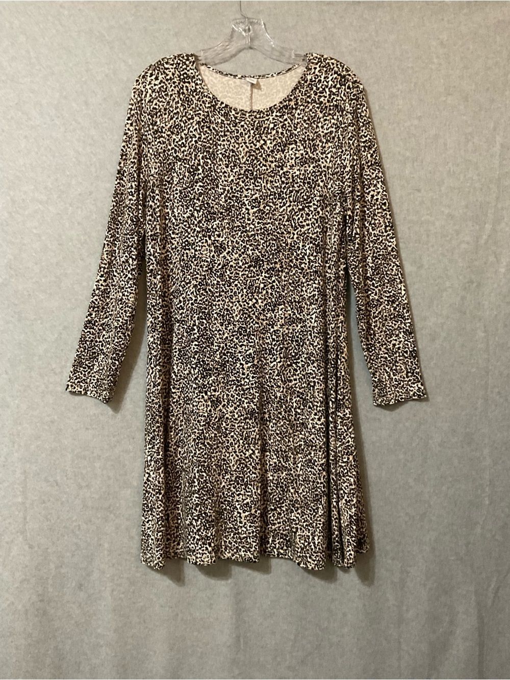 Old Navy Long Sleeve Leopard Swing Dress - Brown & Black Sz L